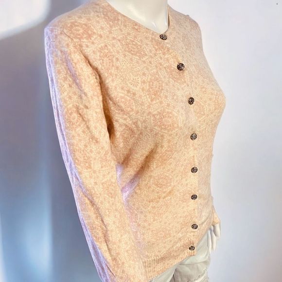 Gap Lace Print Knit Cardigan with Diamond Crystal Buttons Large Like New - Picture 1 of 4